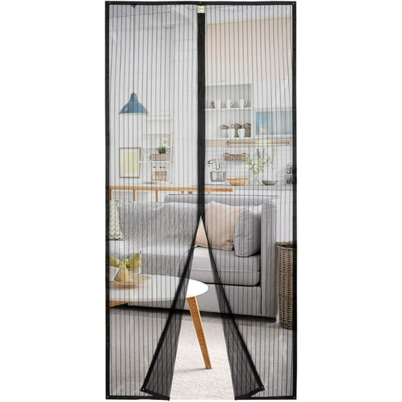 Magnet Fly Screen Door 100×210Cm, Insect Screen Fly Curtain, Magnetic Curtain For Balcony Door, Basement Door And Terrace Door, Without Drilling, Black, 100210 - 100*210
