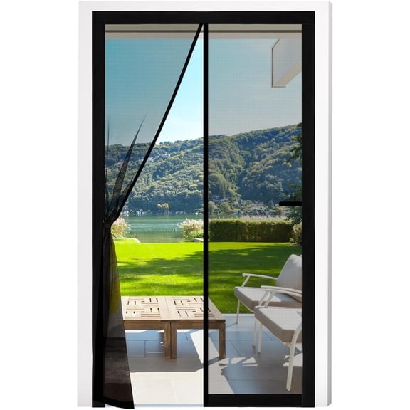 Magnet Fly Screen Door, 140x240cm Insect Protection Balcony Door Fiberglass Curtain Without Drilling Magnetic Curtain Door Curtains for Balcony Living Room Bedroom Doors Patio Door, Black