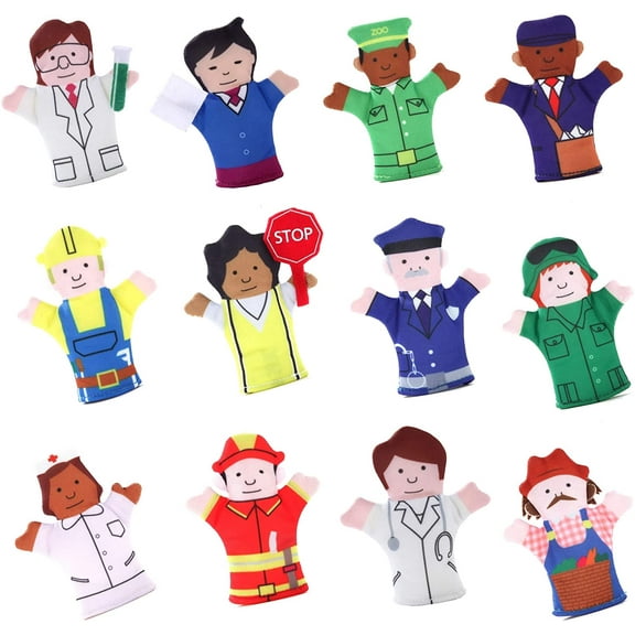 Magnet Happy Helpers People Toy Set for Fridge, Board and Refrigerator Magnets - Soft Fabric - 12 Pieces - Variety of Neighborhood People Characters