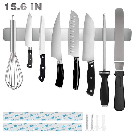 Aovky Magnet Knife Strip for Wall, No Drilling Magnetic Knife Holder for Kitchen Tool Organizer, 15.6 in