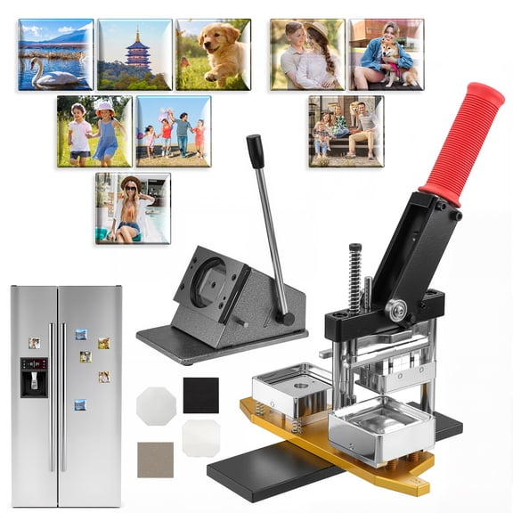 Magnet Maker Machine 2x2inch Square Fridge DIY Photo Magnet Making Machine with Paper Cutter and 200 Sets Materials