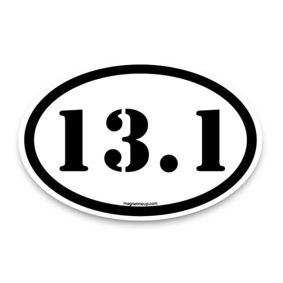 Magnet Me Up 13.1 Half Marathon Black Stencil Oval Magnet Decal, 4x6 In, Vinyl Automotive Magnet
