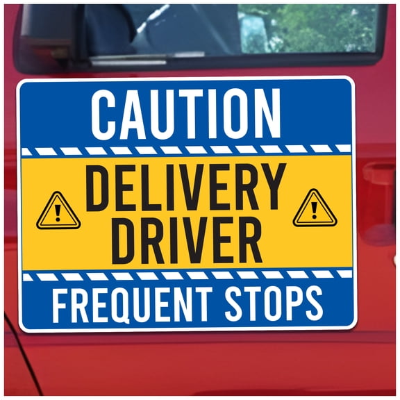 Magnet Me Up 24" x 18" Caution Frequent Stops Delivery Driver Magnet for Vehicle