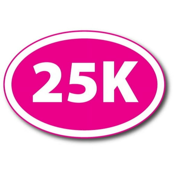Magnet Me Up 25K Marathon Inverted Pink Oval Magnet Decal, 4x6 In, Vinyl Automotive Magnet