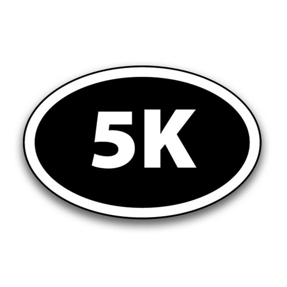 Magnet Me Up 5K Marathon Inverted Black Oval Magnet Decal, 4x6 In, Vinyl Automotive Magnet