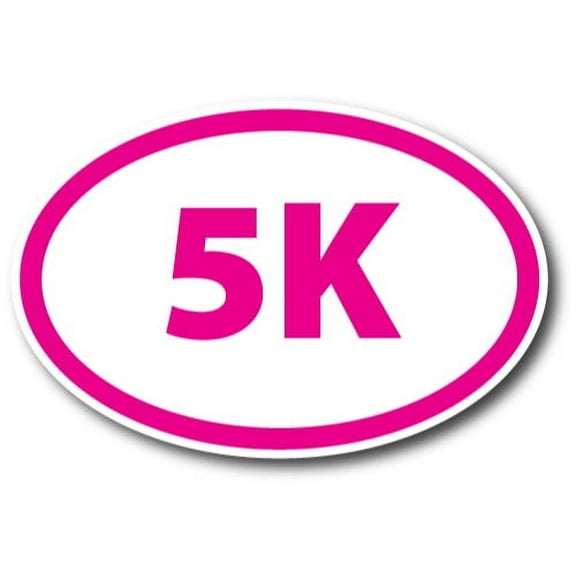 Magnet Me Up 5K Marathon Pink Oval Magnet Decal, 4x6 In, Vinyl Automotive Magnet