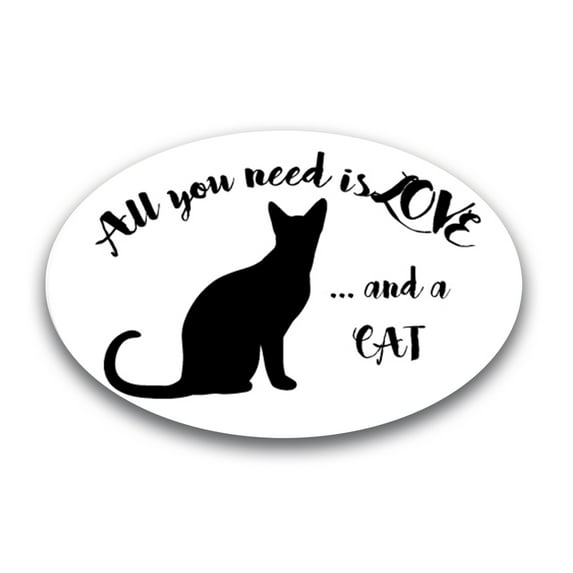 Magnet Me Up All You Need is Love and a Cat Oval Magnet Decal, 4x6 In, Vinyl Automotive Magnet