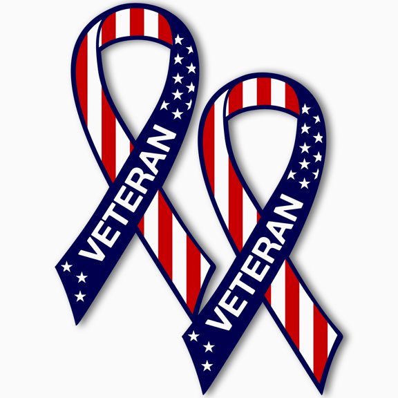 Magnet Me Up American Flag Veteran Ribbon Magnetic Decal, 3.5x7 Inches, 2 Pack