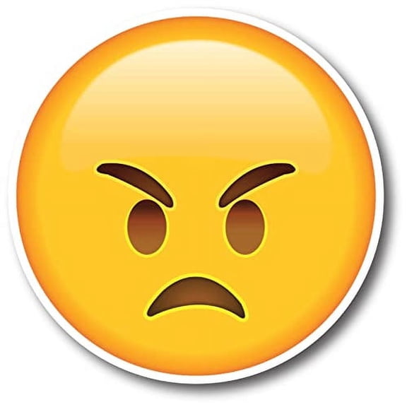 Magnet Me Up Angry Face Emoticon Magnet Decal, 5 Inch Round, Cute Self-Expression Decorative Magnet for Car, Truck, SUV, Or Any Other Magnetic Surface