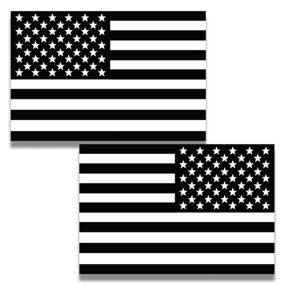 Magnet Me Up Black and White American Flag Vinyl Magnet Decal, Opposing 2 Pk, 4x6 in, Black, White