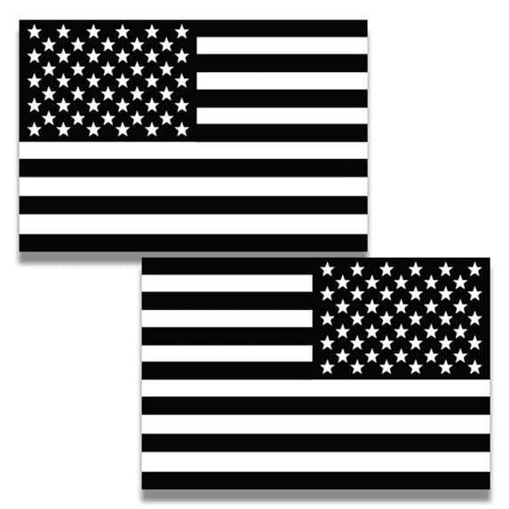 Magnet Me Up Black and White American Flag Vinyl Magnet Decal, Opposing 2 Pk, 4x6 in, Black, White
