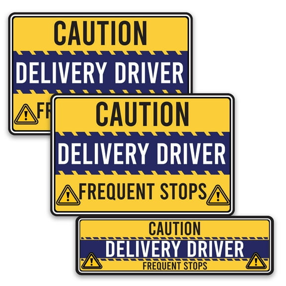 Magnet Me Up Caution Frequent Stops Delivery Driver Magnet, 3 Pack, Yellow/Blue