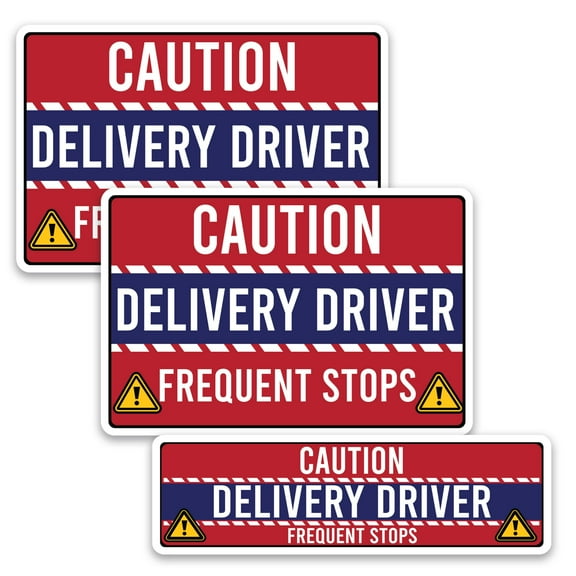 Magnet Me Up Caution Frequent Stops Delivery Driver Magnet Decal, 3 PK, Red/Blue