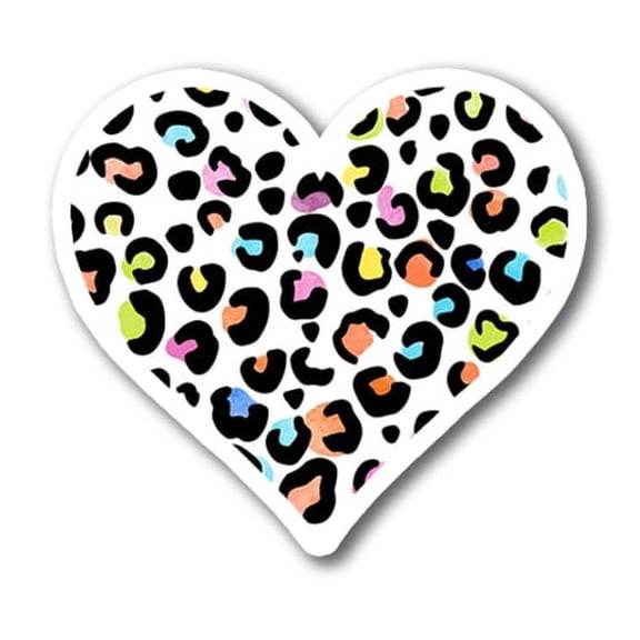 Magnet Me Up Cheetah Print Multicolored Heart Magnet Decal, 5 Inches, Heavy Duty Automotive Magnet For Car Truck SUV Or Any Other Magnetic Surface