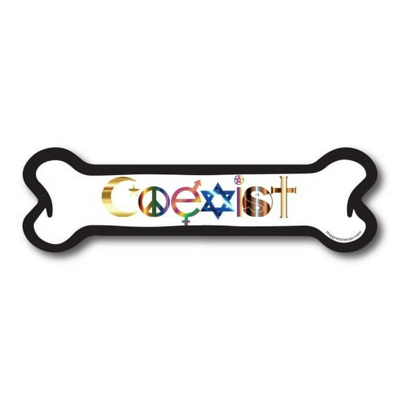 Magnet Me Up Coexist Dog Bone Magnet Decal, 2x7 In, Vinyl Automotive Magnet