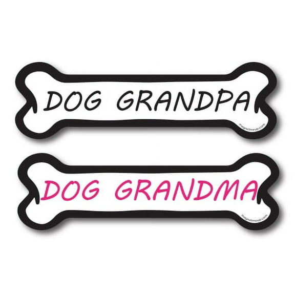 Magnet Me Up Dog Grandma and Dog Grandpa Combo Bone Magnet Decal, 2"x7" 2 Pack