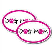 Magnet Me Up Dog Mom Pink Oval Magnet Decal, 4x6 In, Vinyl Automotive Magnet, 2 PK