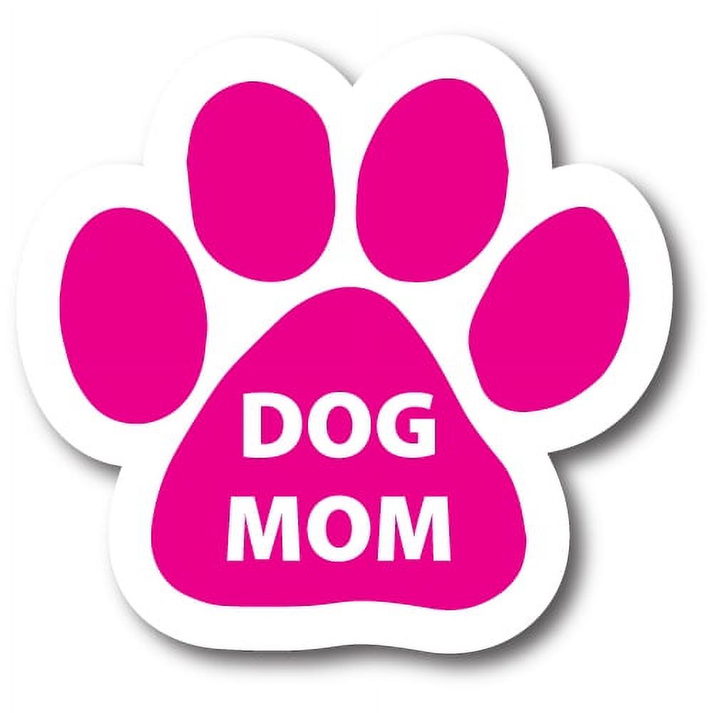Pink Dog Mom Paw Print Magnet - 5.25x5.6 Inch Car & Fridge Decal