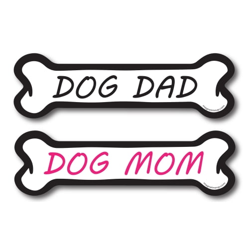 Dog Dad and Dog Mom, 2 Pack Dog Bone Car Magnets- 2 x 7" Dog Bone, for Car Truck