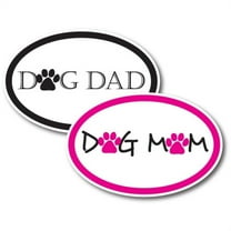 Magnet Me Up Dog Mom and Dog Dad Oval Magnet Decal, 4x6 In, Vinyl Automotive Magnet, Combo PK