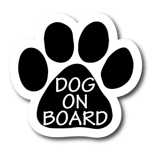 Magnet Me Up Dog on Board Pawprint Magnet Decal, 5 Inch, Vinyl Automotive Magnet