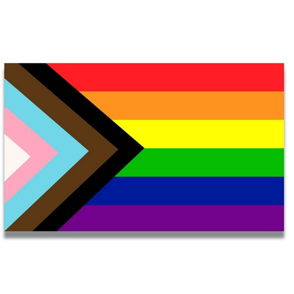 Magnet Me Up Flag Progress Pride Gay Pride Rainbow Flag Vinyl Magnet, 3x5 in
