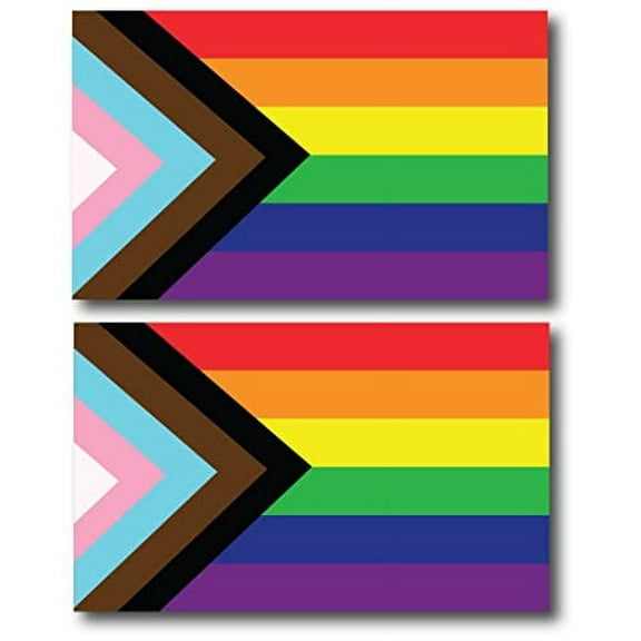 Magnet Me Up Gay Pride Progress Pride flag LGBTQ 2PK Car Magnet Decal - 3x5 inch