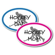 Magnet Me Up Hockey Mom and Hockey Dad Oval Magnet Decal, 4x6 In, Vinyl Automotive Magnet, Combo PK