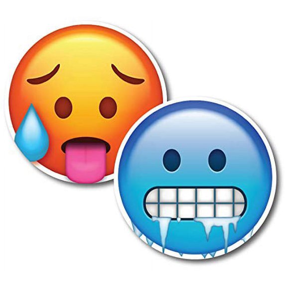 Magnet Me Up Hot And Cold Emoticon Magnet Decal, 5 Inch, 2 Piece Combo Pack, Cute Self-Expression Decorative Magnet