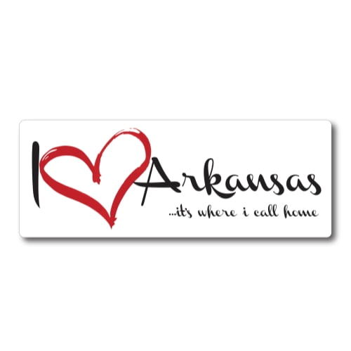 Magnet Me Up I Love Arkansas, It's Where I Call Home US State Vinyl Magnet Decal, 3x8 In
