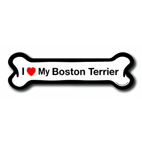 Magnet Me Up I Love My Boston Terrier Dog Bone Magnet Decal, 2x7 In, Vinyl Automotive Magnet