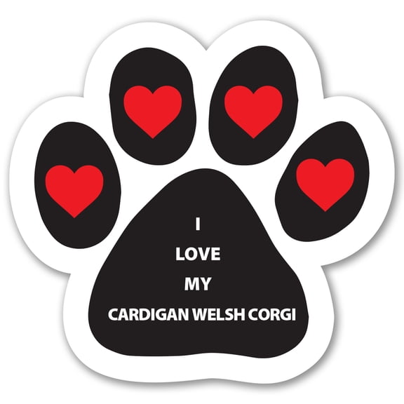 Magnet Me Up I Love My Cardigan Welsh Corgi 5 Inches Pawprint Shaped Cars Magnet
