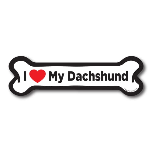 Magnet Me Up I Love My Dachshund Dog Bone Magnet Decal, 2x7 In, Vinyl Automotive Magnet
