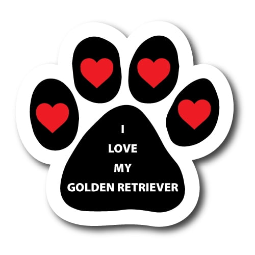 Magnet Me Up I Love My Golden Retriever Pawprint Magnet Decal, 5 Inch, Vinyl Automotive Magnet