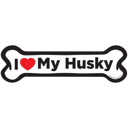 Magnet Me Up I Love My Husky Dog Bone Magnet Decal, 2x7 In, Vinyl Automotive Magnet