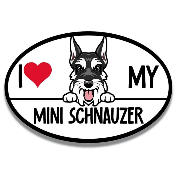 Magnet Me Up I Love My Mini Schnauzer Dog Breed Car Magnet and Decals, 4x6 inch