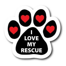 I Love My Rescue Dog Window Decal - White With Red Heart Puppy Sticker For Car, Laptop, Glass
