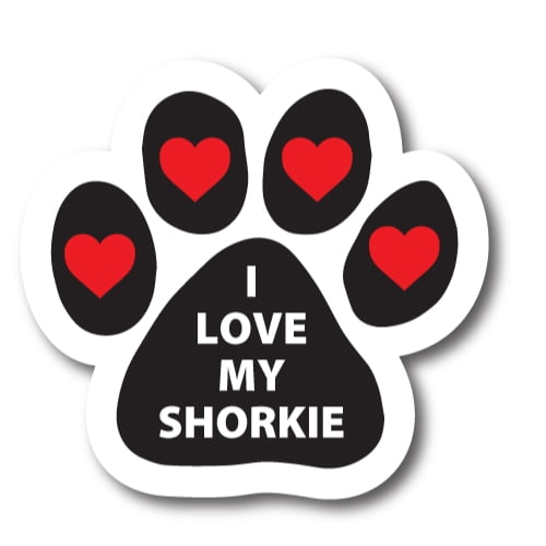 Magnet Me Up I Love My Shorkie Black Pawprint Magnet Decal, 5 Inch, Vinyl Automotive Magnet