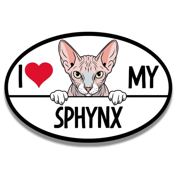 Magnet Me Up I Love My Sphynx Cat Breed Car Magnet Decal, 4x6 Inches, Peeking