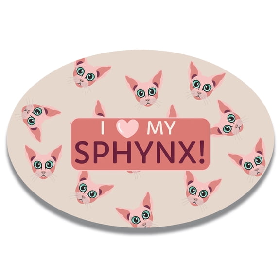 Magnet Me Up I Love My Sphynx Cute Cat Breed Car Magnet Decal, 4x6 Inches Oval