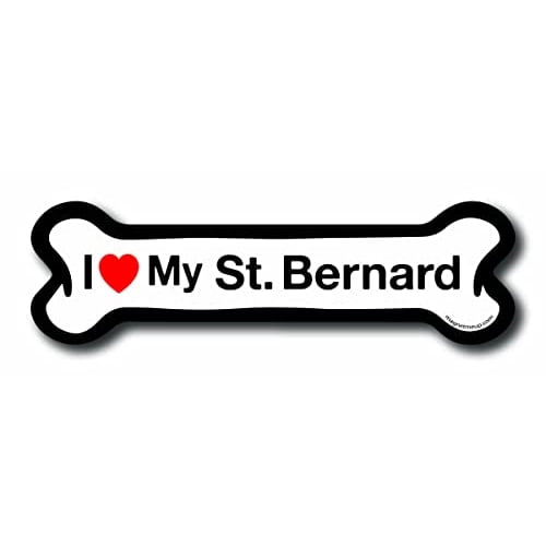 Magnet Me Up I Love My St. Bernard Dog Bone Magnet Decal, 2x7 In, Vinyl Automotive Magnet