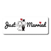 Magnet Me Up Just Married Vinyl Automotive Magnet Decal, 3x8 Inches
