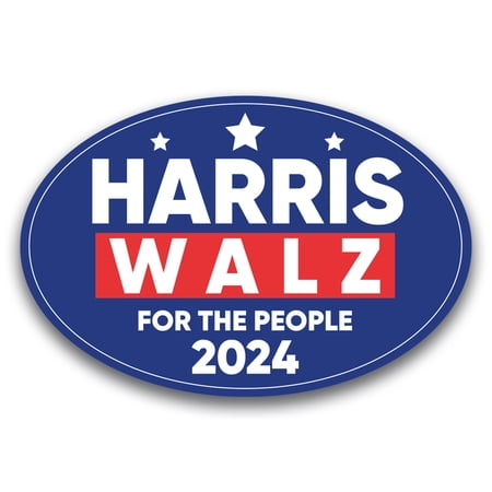 Magnet Me Up Kamala Harris Waltz 2024 Election Magnet, for The People, 4"x6" Oval