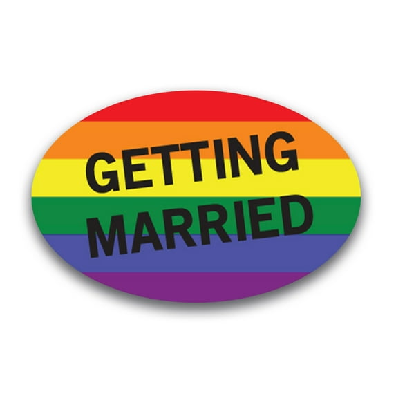 Magnet Me Up LGBT Getting Married Oval Magnet Decal, 4x6 In, Vinyl Automotive Magnet