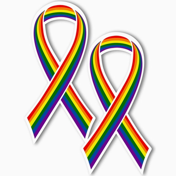 Magnet Me Up LGBTQ Gay Pride Flag Ribbon in Support of Rights, 3.5" x 7", 2 Pack