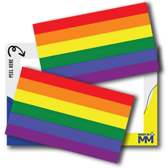 Magnet Me Up LGBTQ Rainbow Flag Adhesive Decal Sticker, 3x5", 2 Packs, USA Made