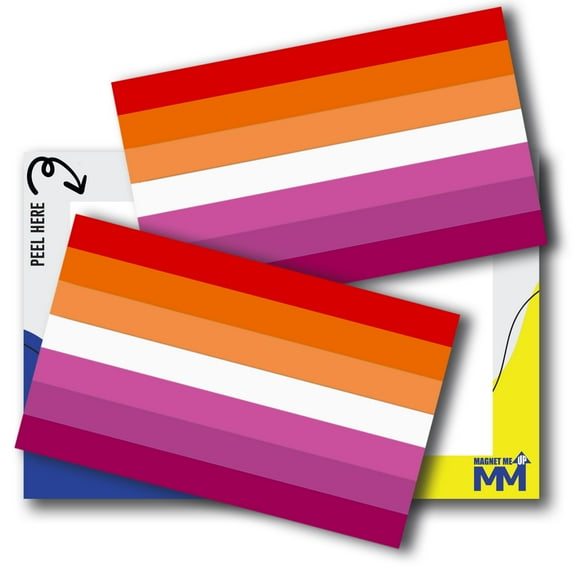 Magnet Me Up Lesbian Pride Flag Adhesive Decal Sticker - 3x5", 2 Pack, USA Made