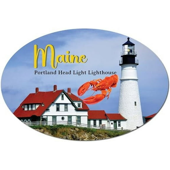 Magnet Me Up Maine Portland Head Light Lighthouse and Lobster Oval Magnet Decal