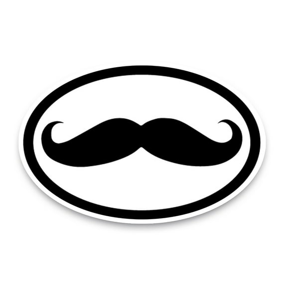 Magnet Me Up Mustache Oval Magnet Decal, 4x6 In, Vinyl Automotive Magnet