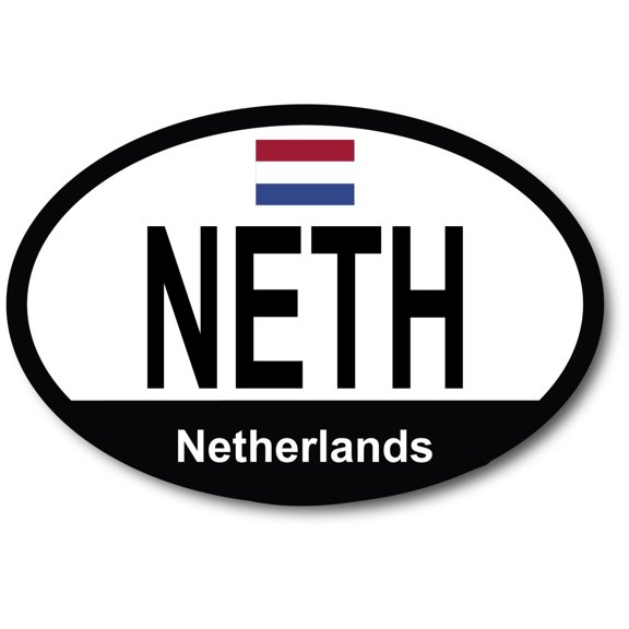 Magnet Me Up NETH Netherlands Country Code Car Magnet Decal, 4x6 inches Oval